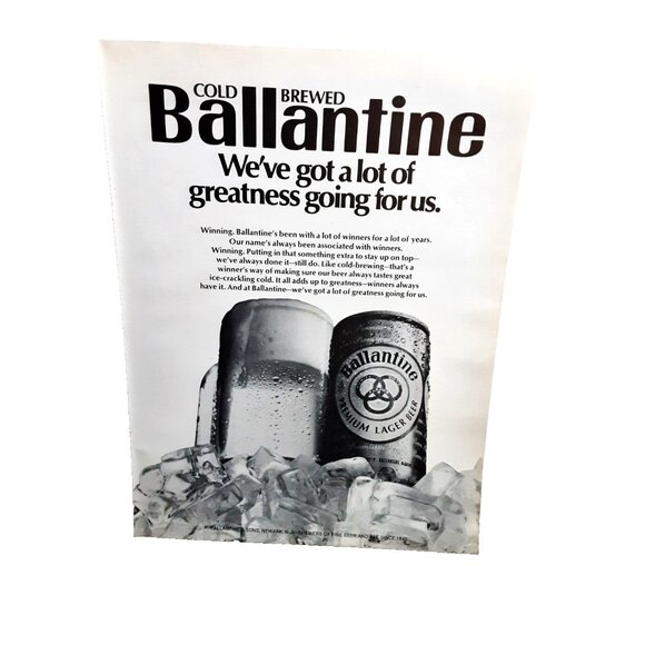 1971 Ballantine Premium Lager Cold Brewed Vintage Beer Ad Ice Print - Picture 1 of 1